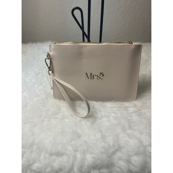 Clutch/Envelope Slim Handbag with handle Strap Beige Color Mrs. Logo - Picture 5 of 5